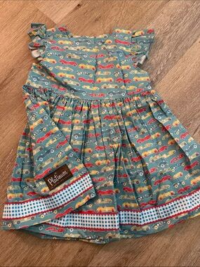 Matilda Jane Platinum Girls Teal Car Print Ruffle Sleeve Top